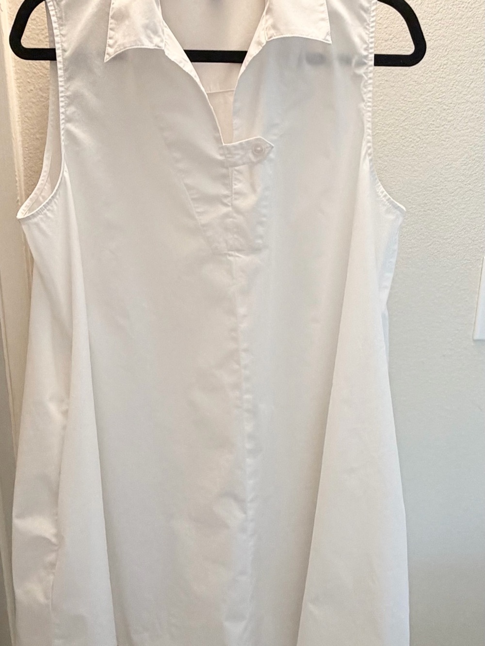Banana Republic Crisp White Cotton Poplin Sleeveless Point Collared Dress Sz Lg